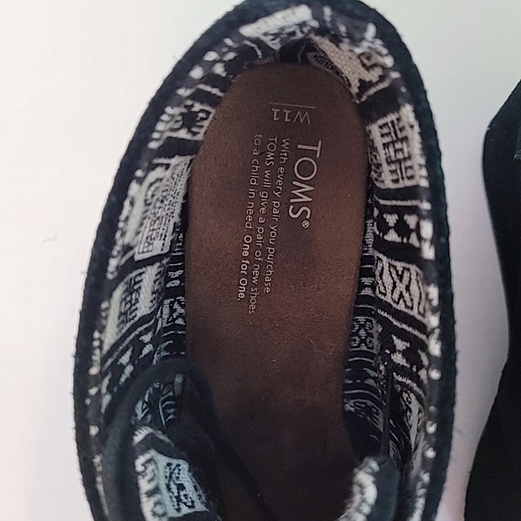 Toms Suede Desert Wedge Lace Up Bootie Black Size W11 - Picture 7 of 10